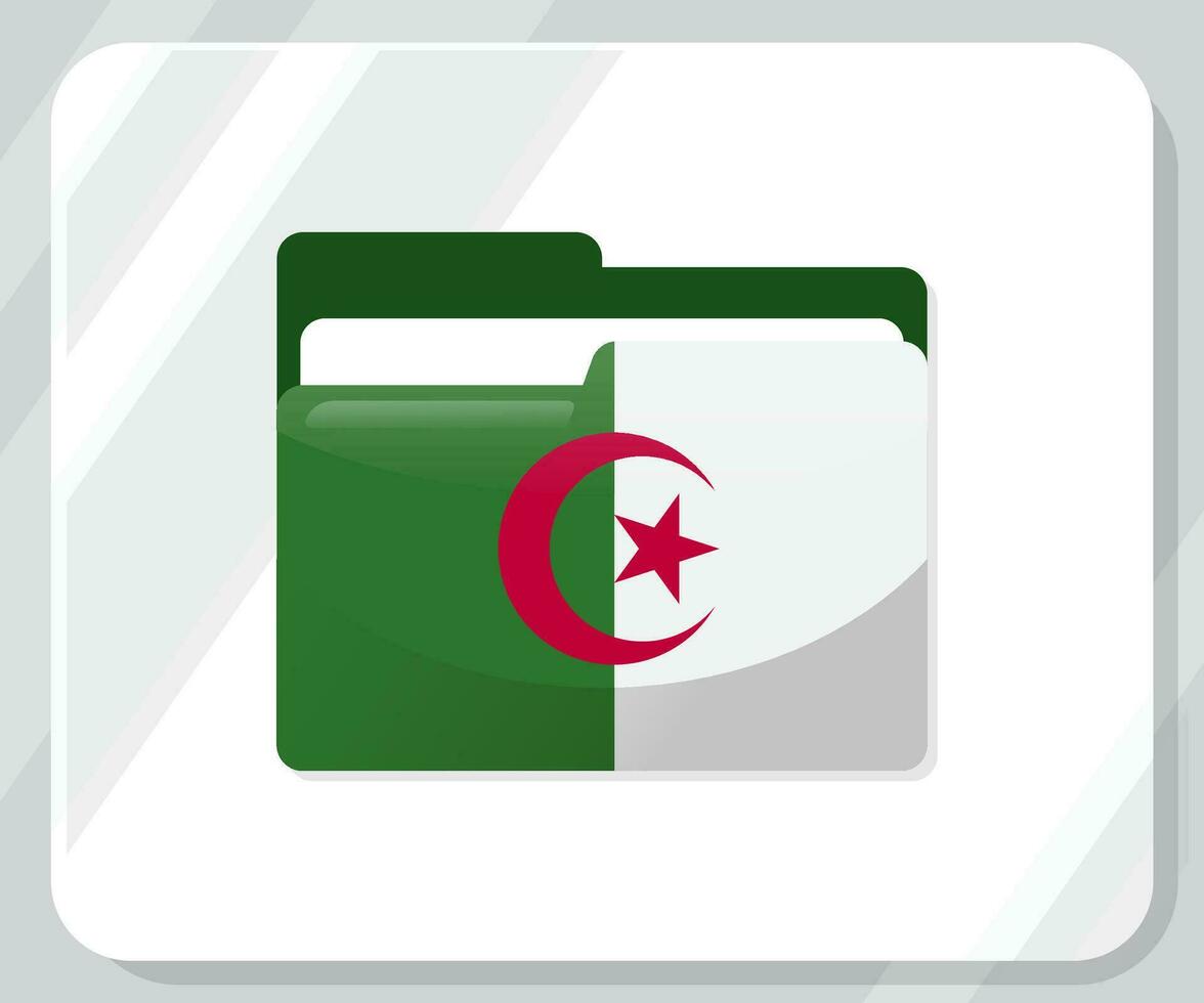 Algerien glänzend Mappe Flagge Symbol vektor