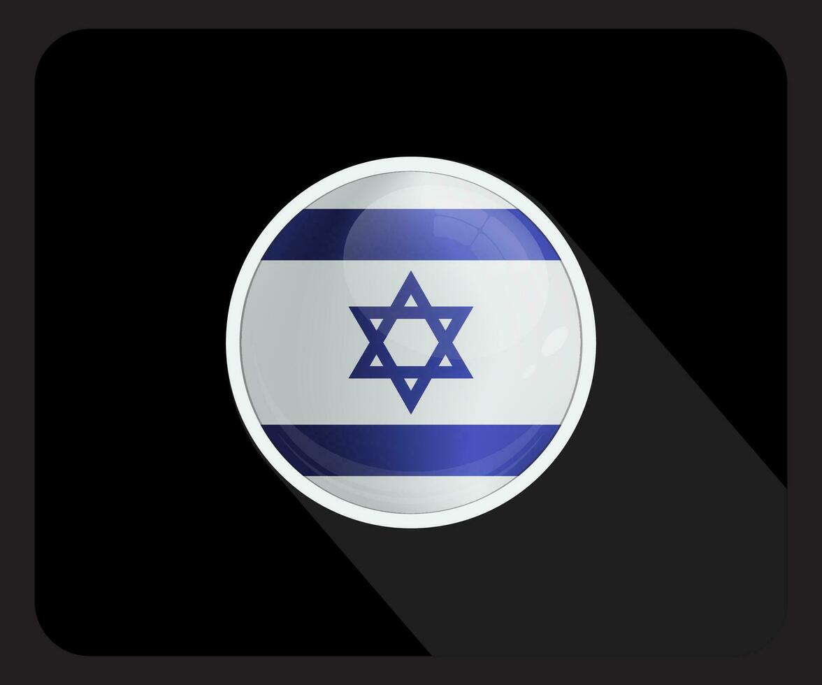 Israel glansig cirkel flagga ikon vektor