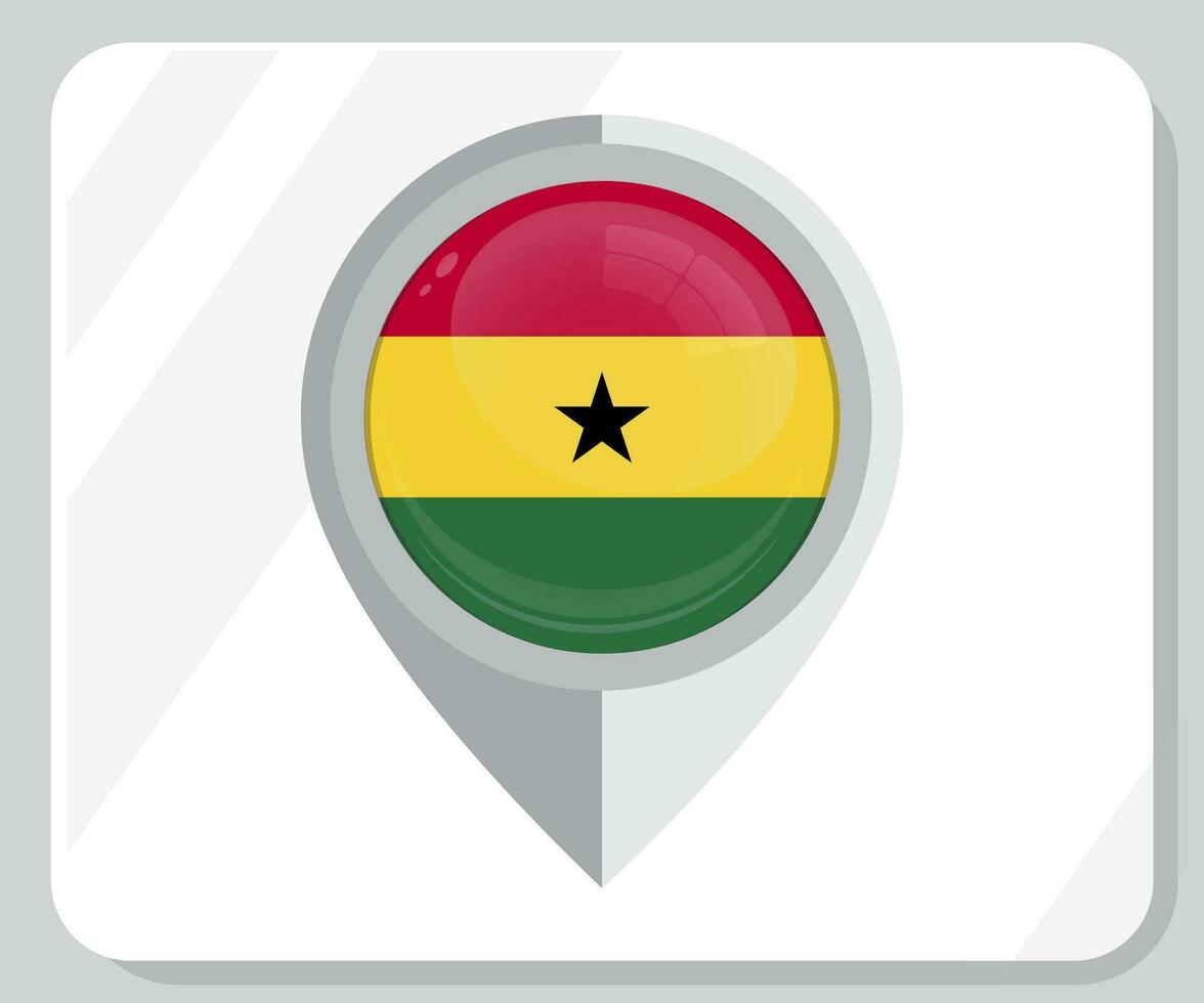 ghana glansig stift plats flagga ikon vektor