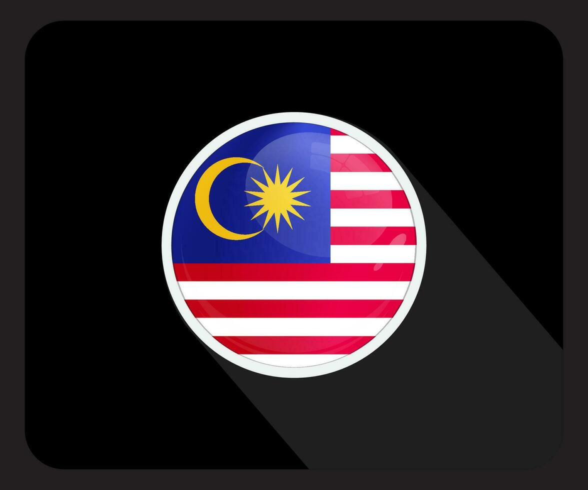 Malaysia glänzend Kreis Flagge Symbol vektor