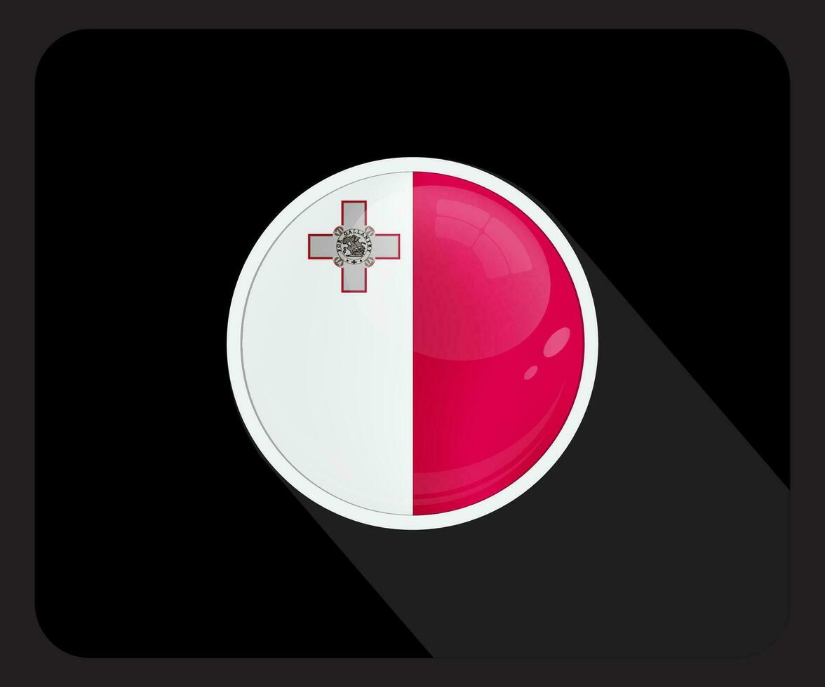 malta glansig cirkel flagga ikon vektor