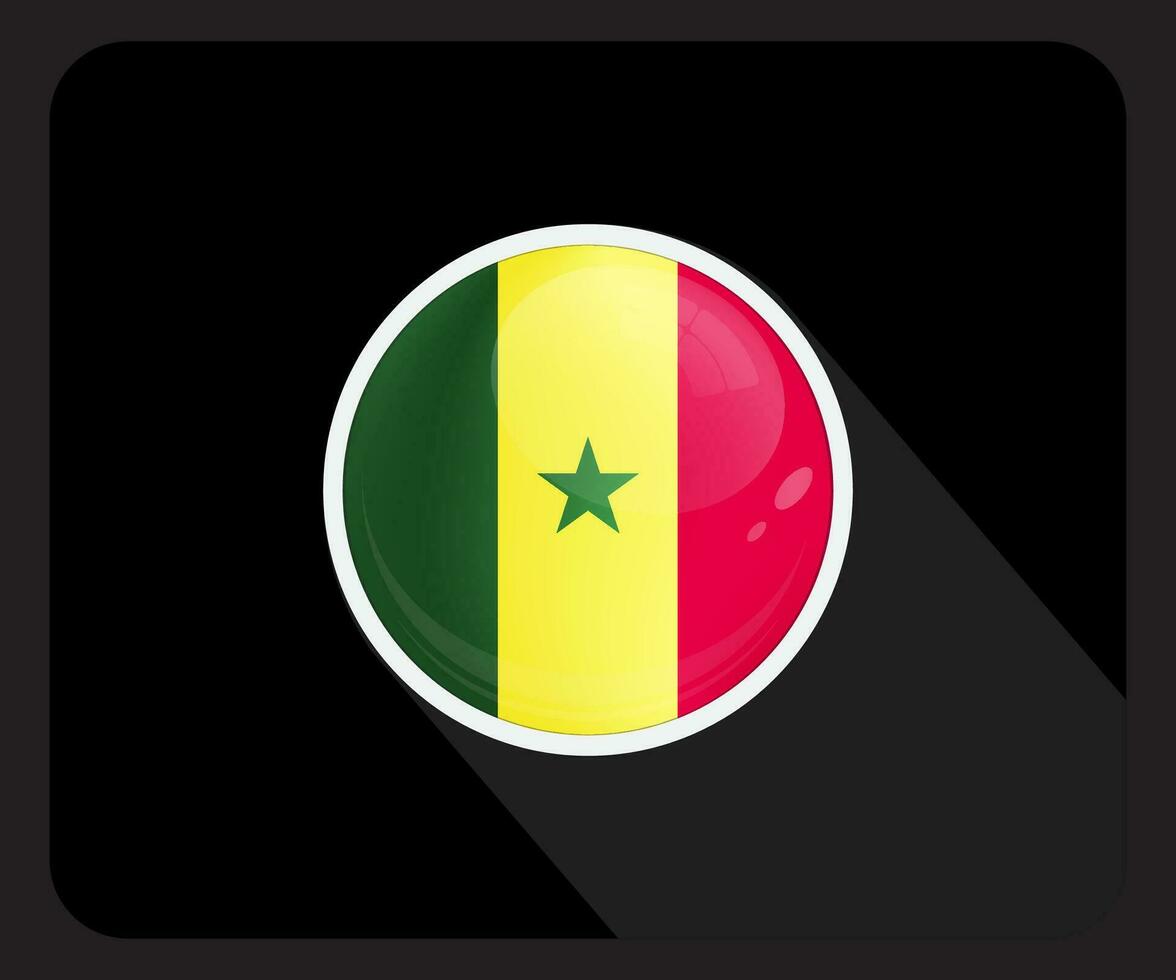 Senegal glänzend Kreis Flagge Symbol vektor