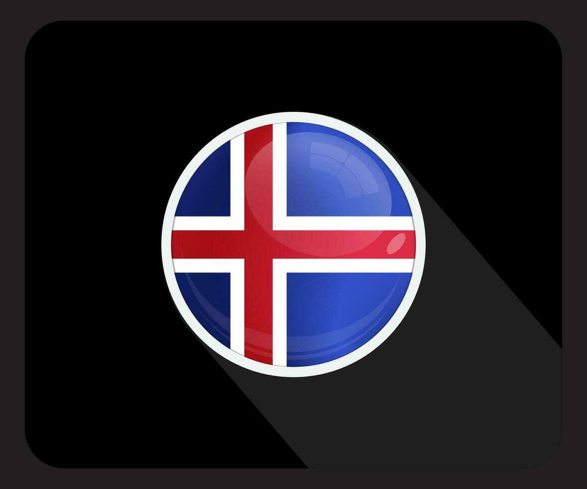 island glansig cirkel flagga ikon vektor
