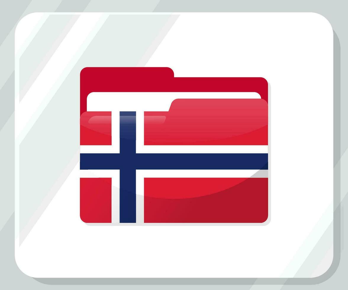 Norge glansig mapp flagga ikon vektor