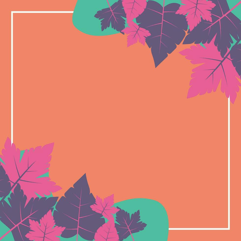 Herbst, Frühling und Sommer- Hintergrund. schön Design mit Blatt Ornamente und leeren Raum zum Text. Vektor zum Gruß Karten, Sozial Medien, Flyer, Banner.