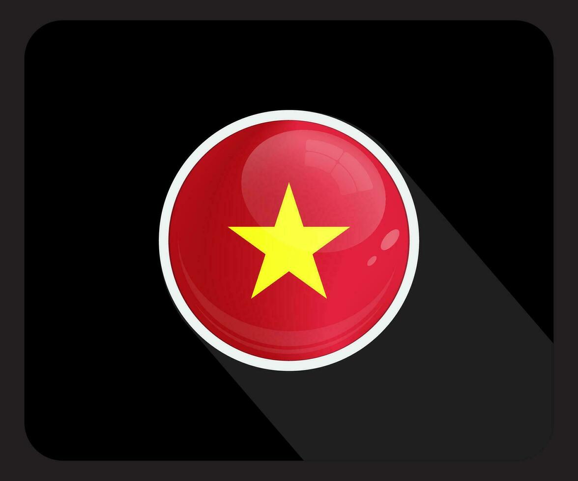 vietnam glansig cirkel flagga ikon vektor