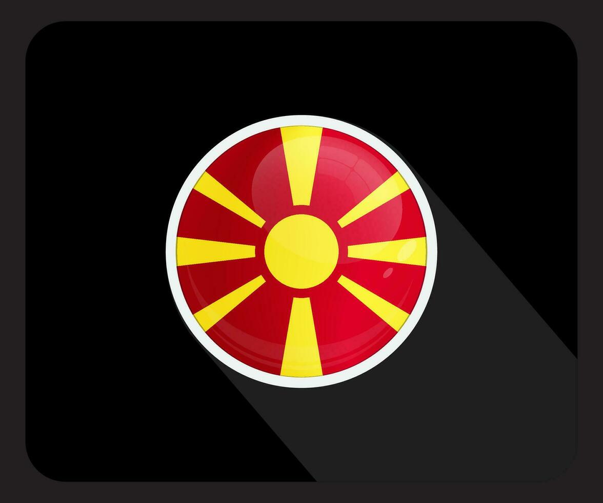 macedonia glansig cirkel flagga ikon vektor