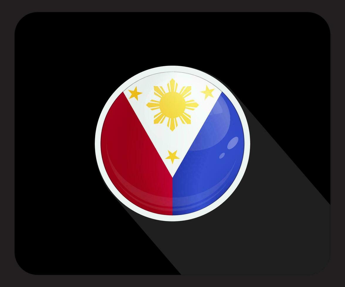 filippinerna glansig cirkel flagga ikon vektor