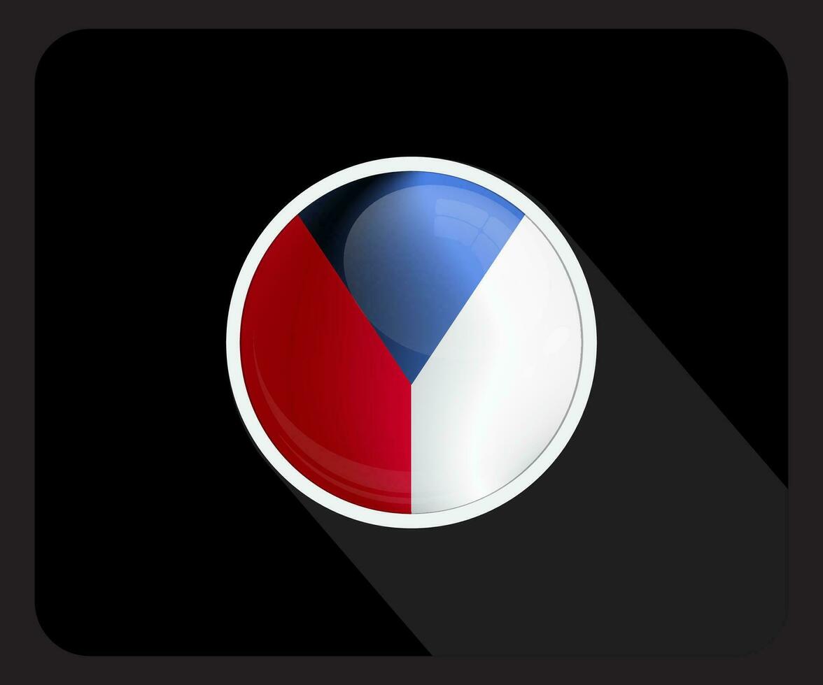 tjeck glansig cirkel flagga ikon vektor