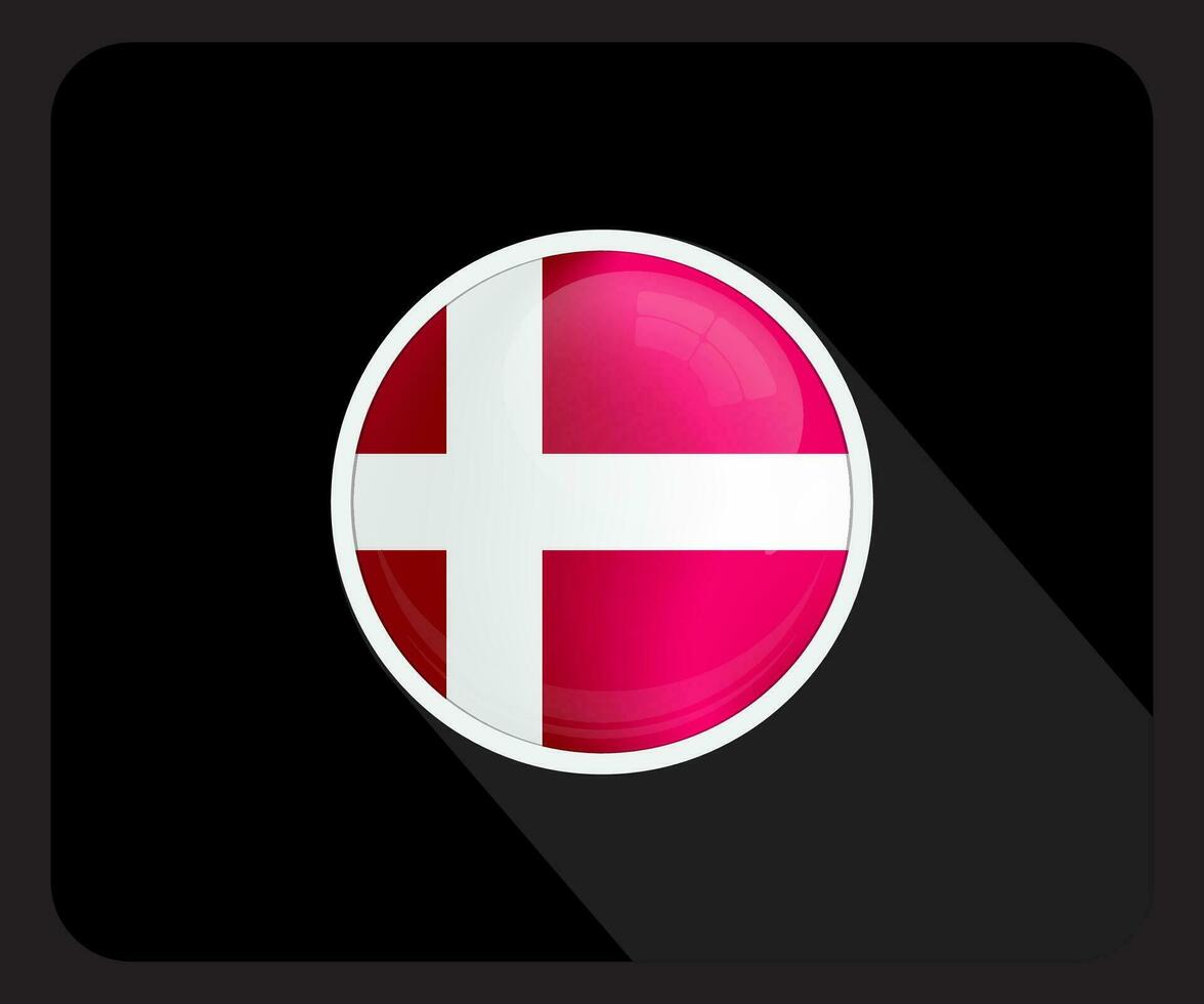 Danmark glansig cirkel flagga ikon vektor