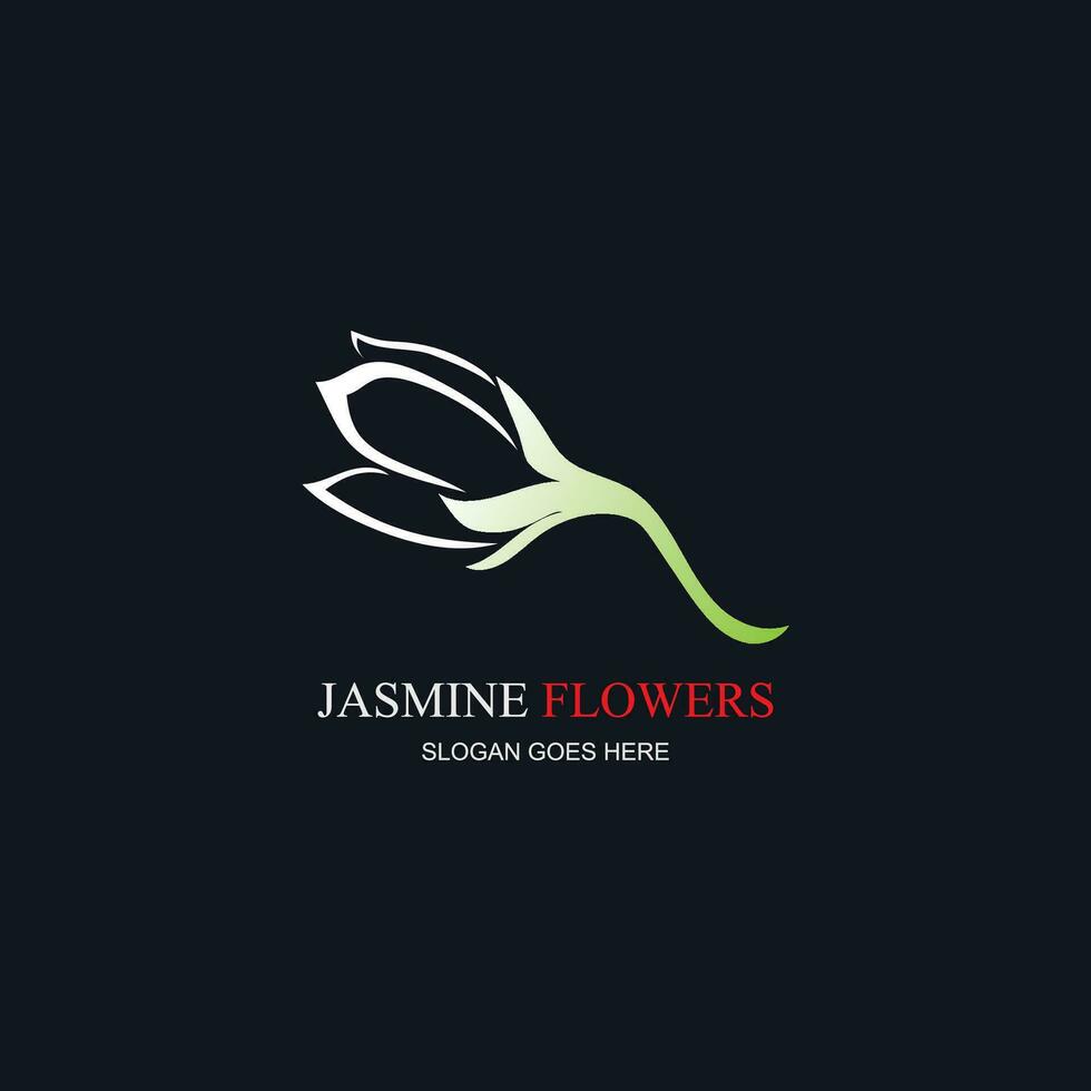 jasmin element vektor logotyp. runda emblem i minimal linjär stil - naturlig produkt design, florist, kosmetika, ekologi begrepp, friskvård, spa, rå mat paket.