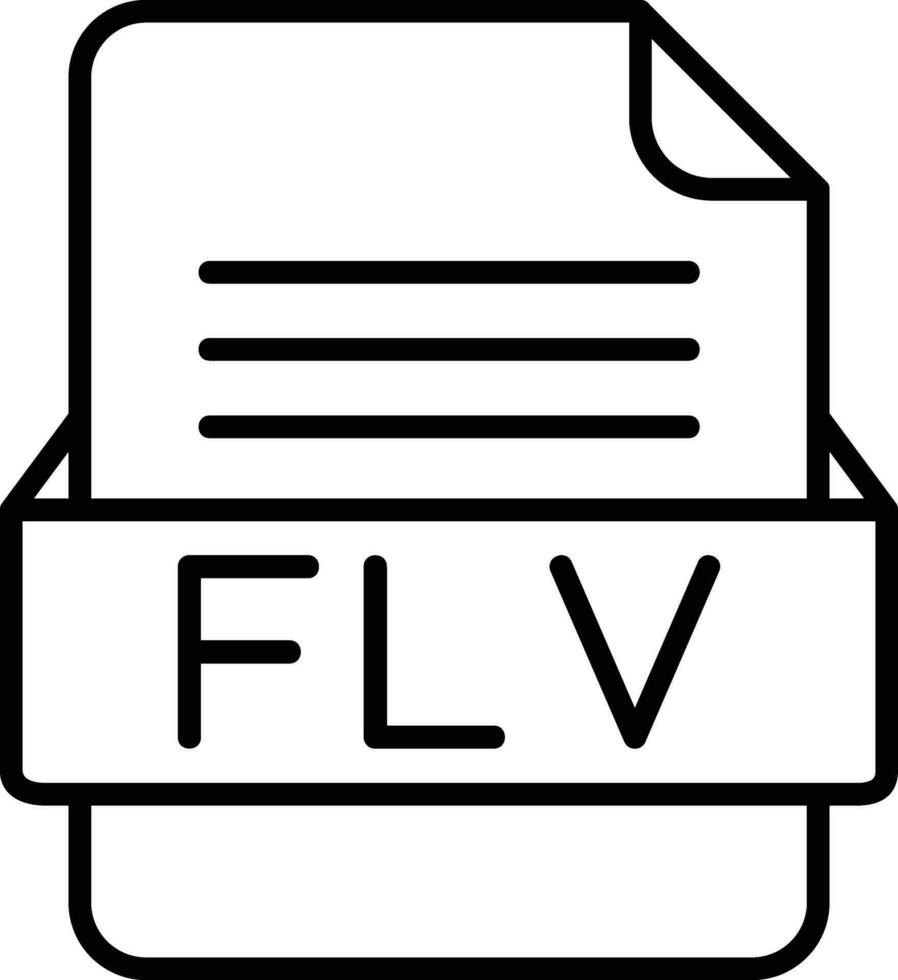 flv fil formatera linje ikon vektor