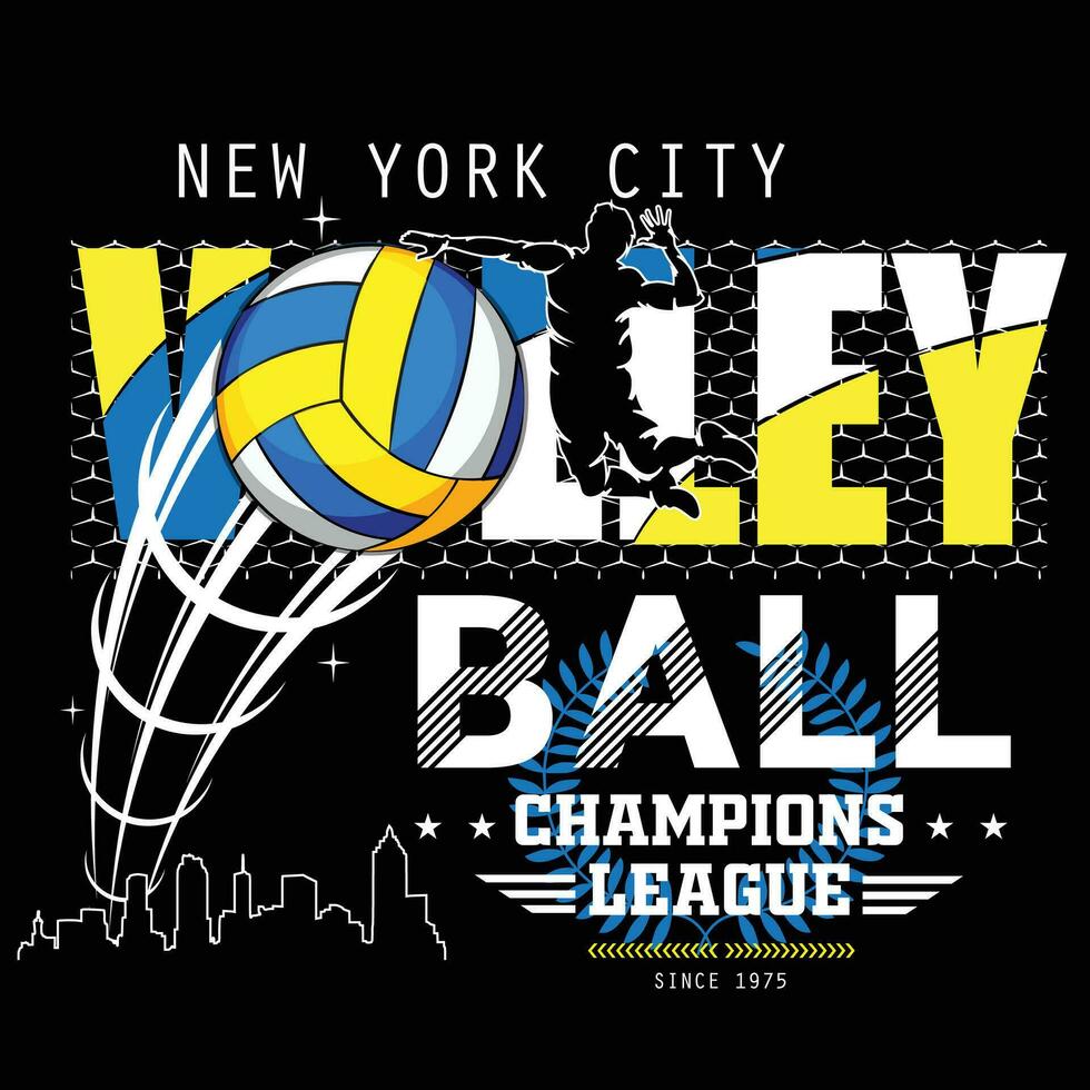 volleyboll sport design grafisk typografi för skriva ut t skjorta illustration vektor årgång konst