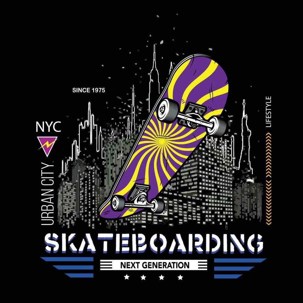 skateboard design tee grafisk typografi för skriva ut t skjorta illustration vektor konst