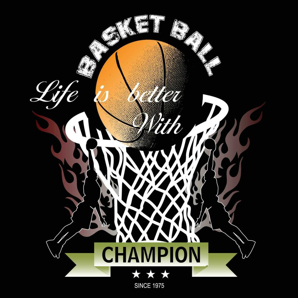 basketboll sport tee design grafisk typografi för skriva ut t skjorta illustration, vektor konst.