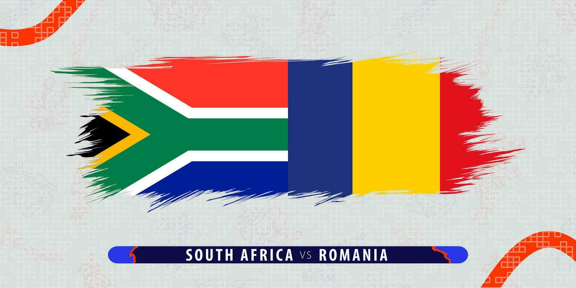 Süd Afrika vs. Rumänien, International Rugby Spiel Illustration im Pinselstrich Stil. abstrakt grungy Symbol zum Rugby passen. vektor