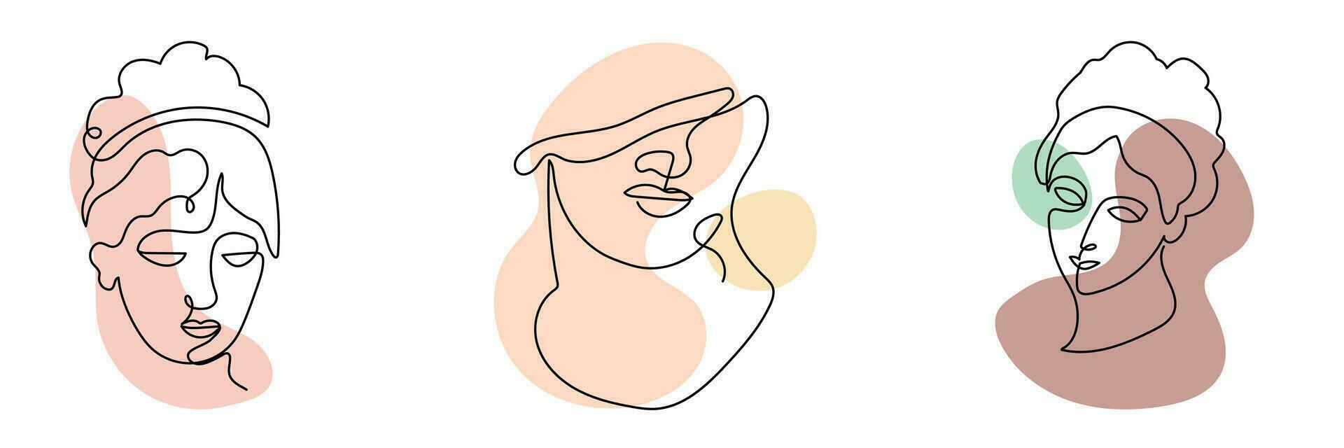 Gesicht Frau Kunst kontinuierlich Linie Logo. Schönheit Mädchen Gesicht und Haar abstrakt kontinuierlich Linie Symbol Grafik Hintergrund. Vektor Illustration