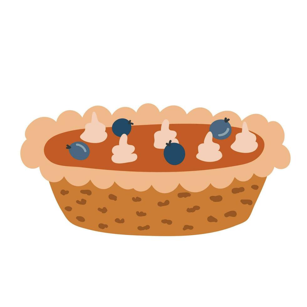 Blaubeere Kuchen isoliert auf Weiß Hintergrund. Hand Zeichnung. Vektor Illustration