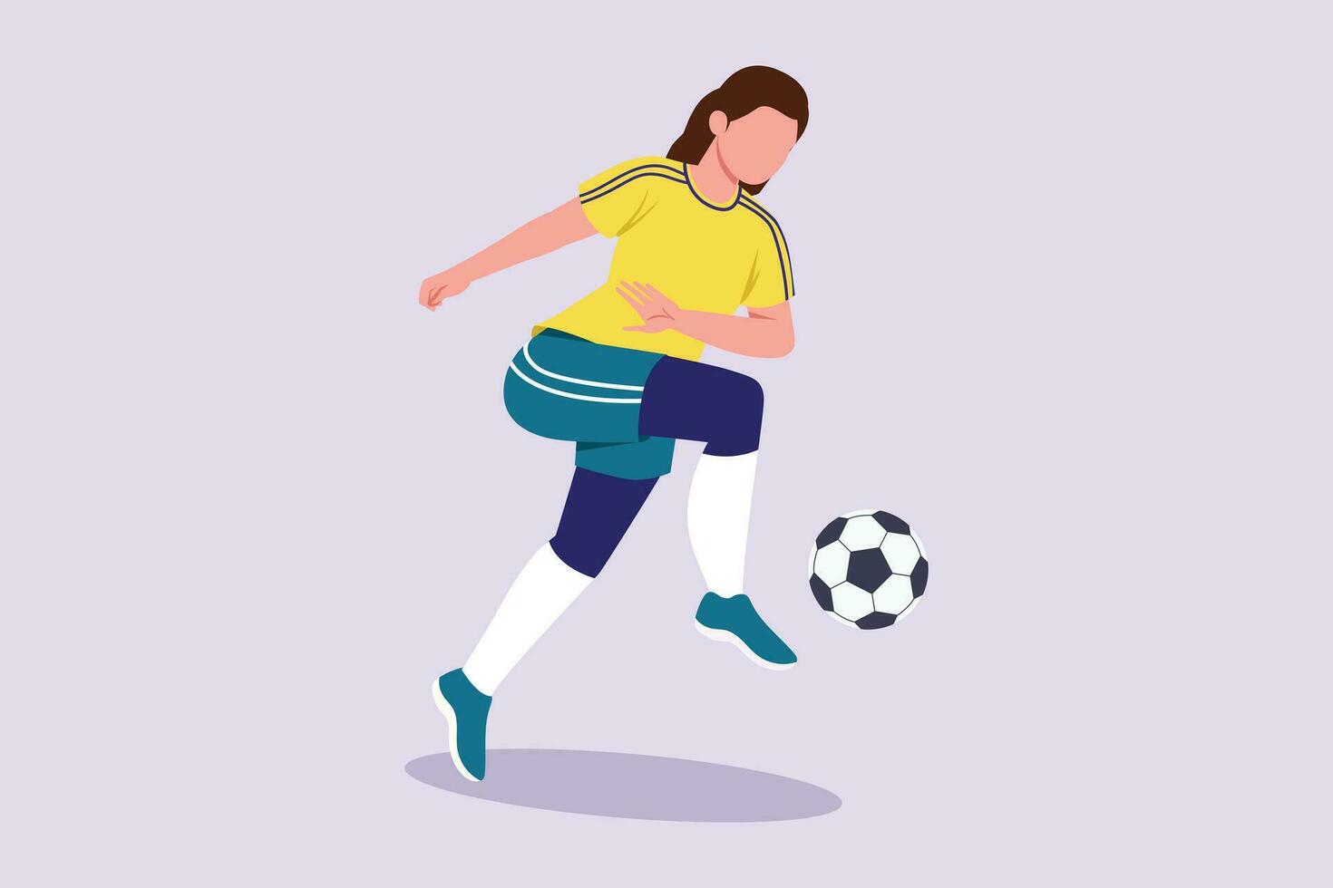 rolig kvinna fotboll spelare begrepp. färgad platt vektor illustration isolerat.