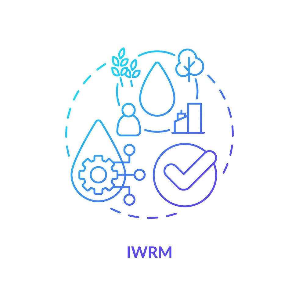 iwrm Blau Gradient Konzept Symbol. hydro Ressource Management. sauber Wasser und Hygiene System abstrakt Idee dünn Linie Illustration. isoliert Gliederung Zeichnung vektor