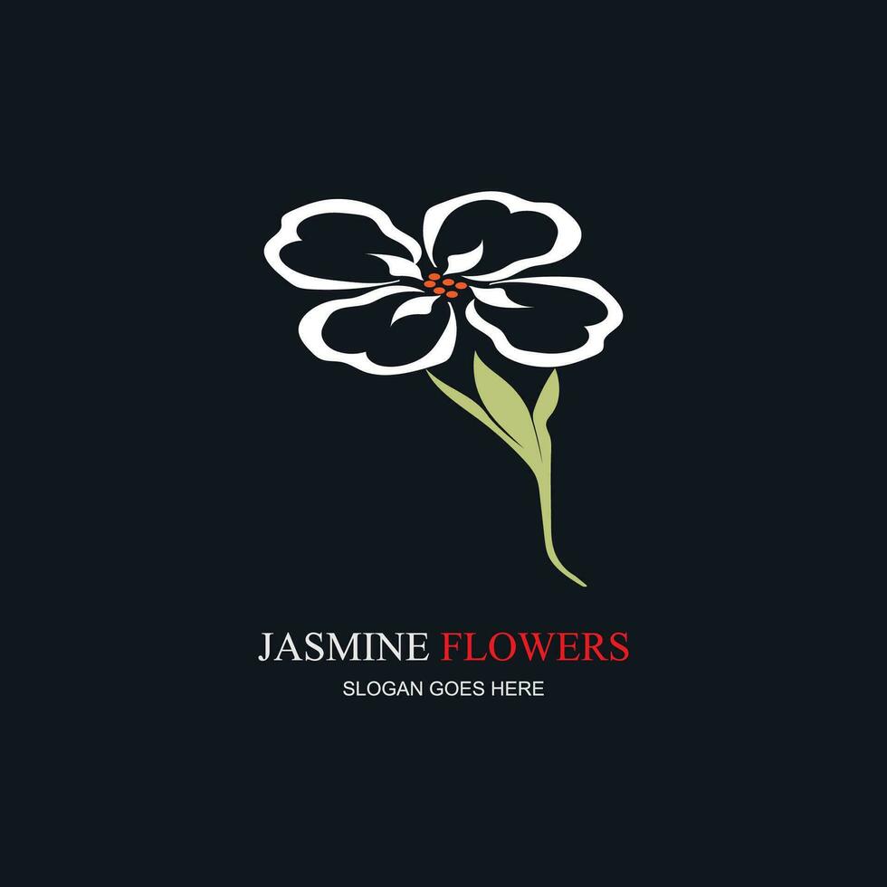 Jasmin Element Vektor Logo. runden Emblem im minimal linear Stil - - natürlich Produkt Design, florist, Kosmetika, Ökologie Konzept, Wellness, Spa, roh Essen Paket.