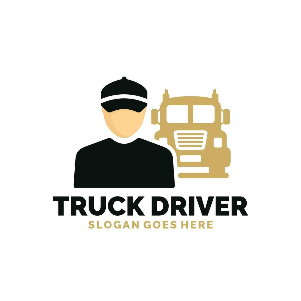 lastbil förare logotyp design vektor illustration