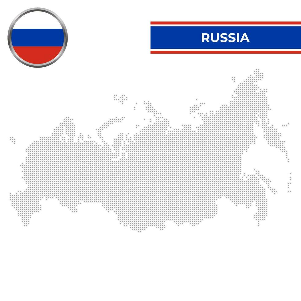 prickad Karta av ryssland med cirkulär flagga vektor