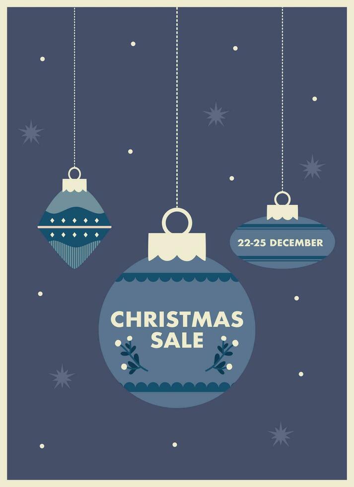 affisch handla om de jul försäljning i blå toner vektor