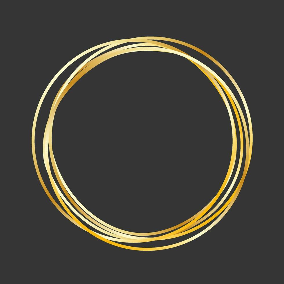 gyllene ringa, vip glans design. ljus effekt cirkel element. vektor illustration på svart bakgrund