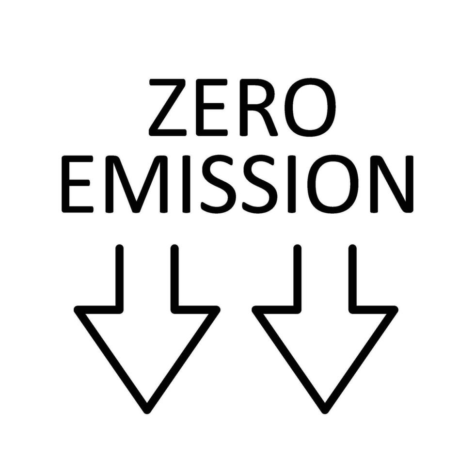 Symbol mit Null Emission Symbol Konzept. Gewächshaus Gas Kohlenstoff Anerkennung Design. schützen ökologisch Grün Vektor Umriss. Kohlenstoff Netz Null neutral natürlich. Kohlenstoff Fußabdruck Kunst Piktogramm