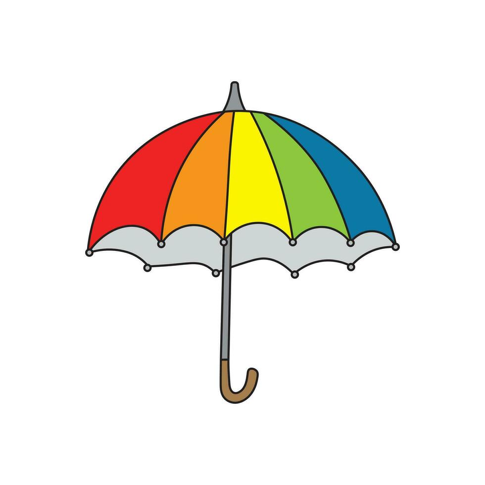 Kinder Zeichnung Karikatur Vektor Illustration Regenschirm Symbol isoliert auf Weiß Hintergrund