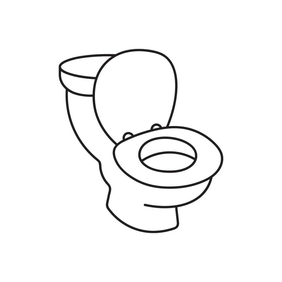 hand dragen barn teckning tecknad serie vektor illustration toalett skål ikon isolerat på vit bakgrund