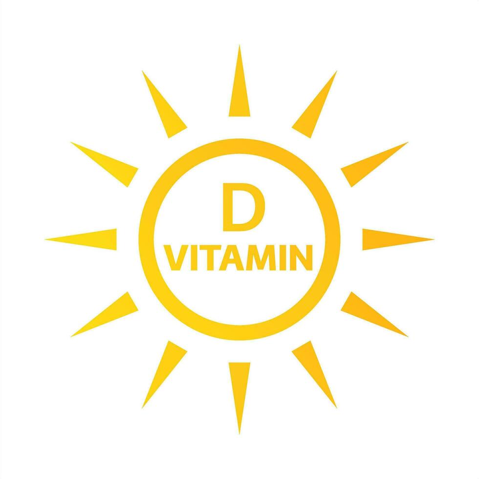 vitamin d ikon med enkel sol. vektor illustration av näringstecken isolerad på vit bakgrund