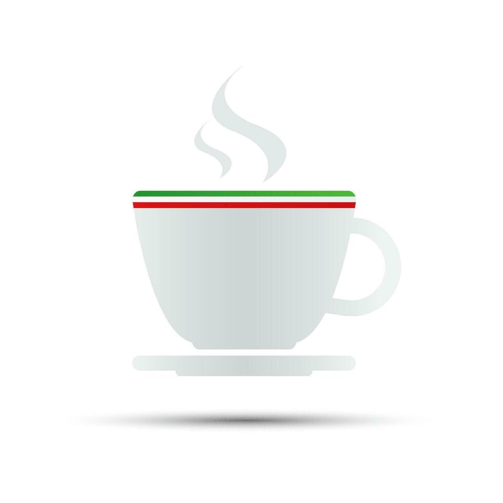 einfach Vektor Kaffee Symbol mit Italienisch Flagge isoliert auf Weiß Hintergrund