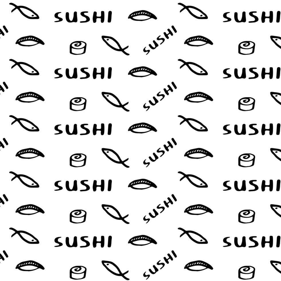 Gekritzel Sushi nahtlose Hintergrund vektor