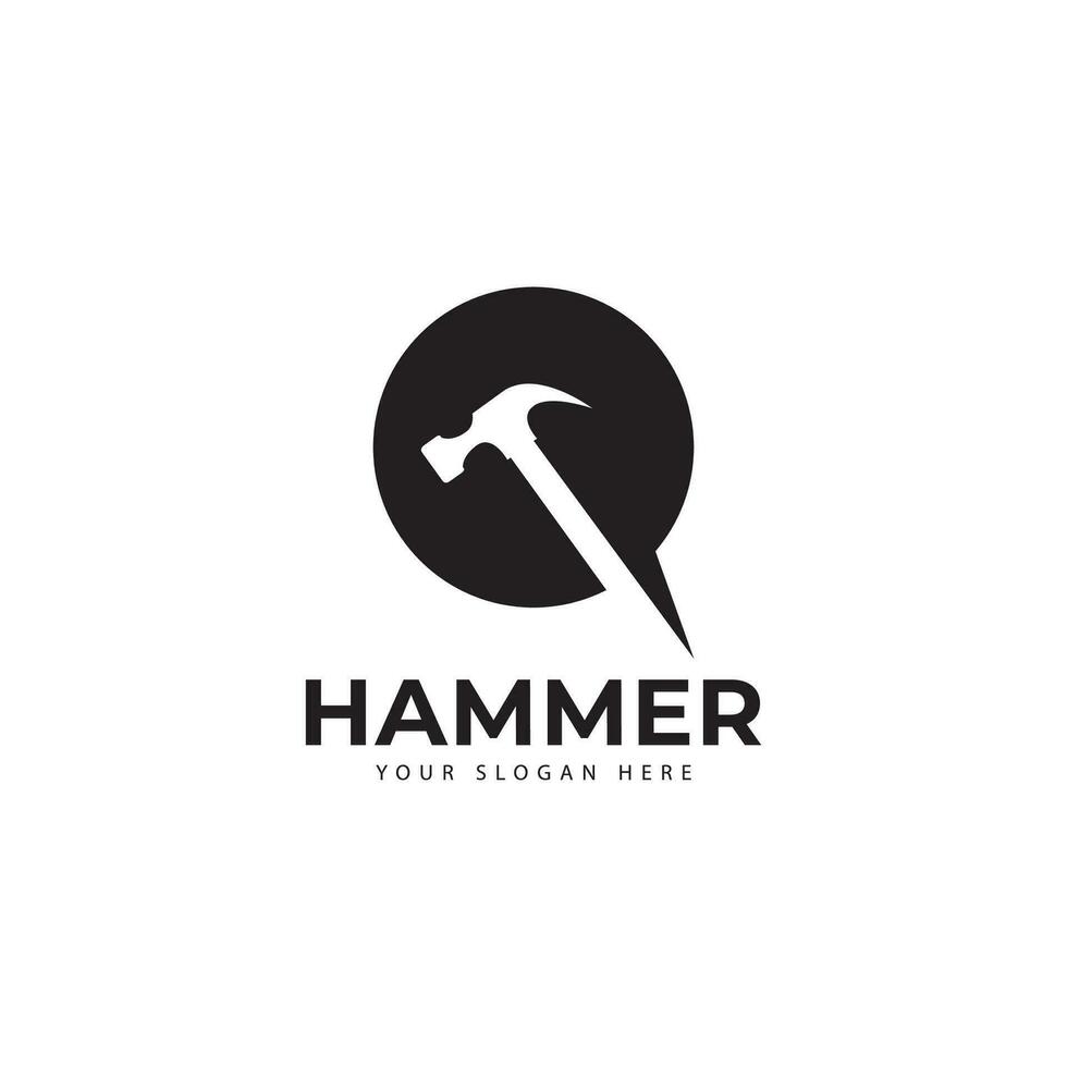 Hammer Logo mit Plaudern Beratung Nachlass Vektor Symbol Symbol Design