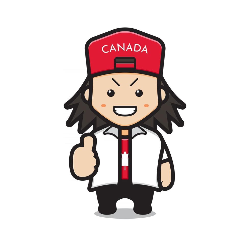 Süßer Junge Charakter feierte Kanada Tag Cartoon Vektor Icon Illustration