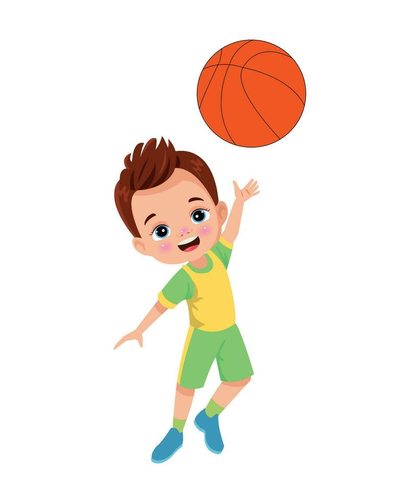 vektorillustration von kindern, die basketball spielen vektor