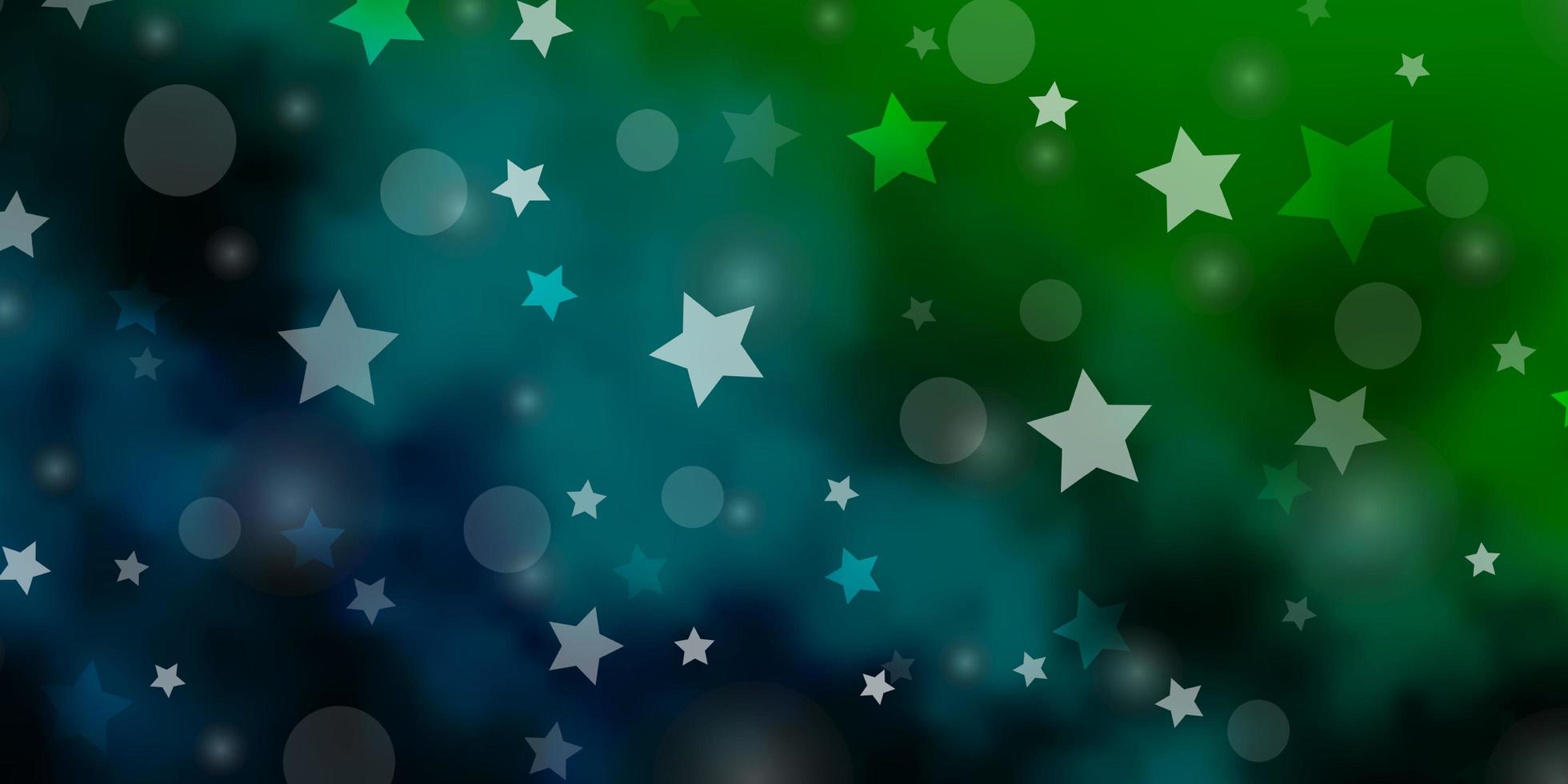 hellblaues, grünes Vektorlayout mit Kreisen, Sternen. abstrakte Illustration mit bunten Formen von Kreisen, Sternen. Textur für Jalousien, Vorhänge. vektor