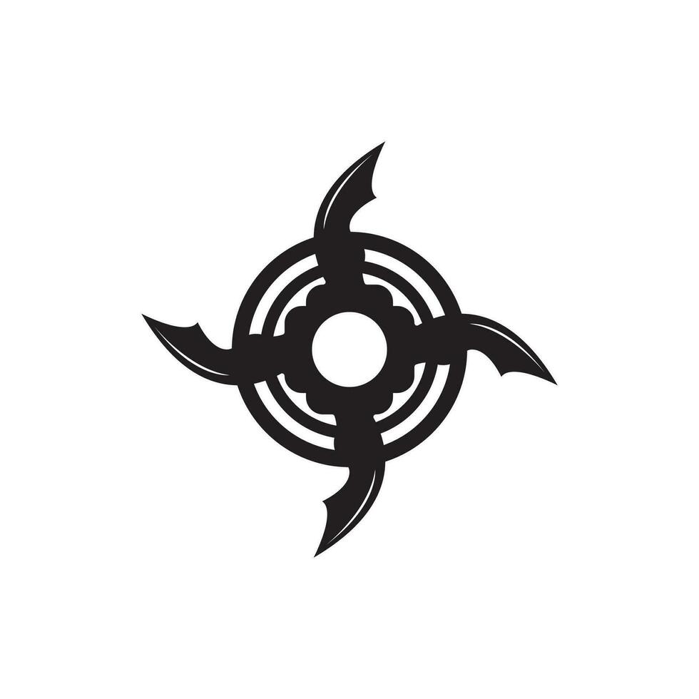 ninja shuriken logotyp vektor mall