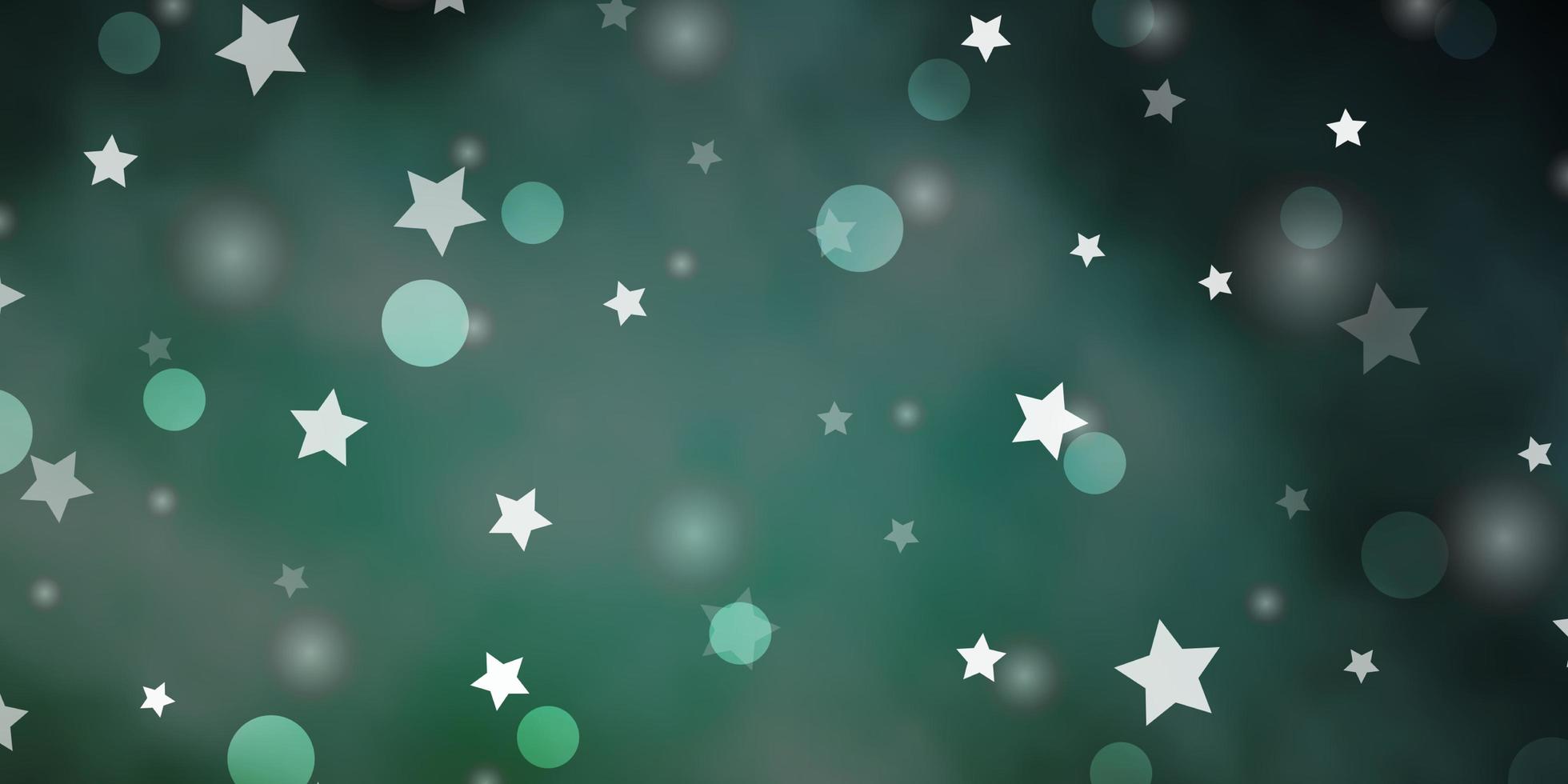 hellgrünes Vektormuster mit Kreisen, Sternen. abstrakte Glitzerillustration mit bunten Tropfen, Sternen. Vorlage für Visitenkarten, Websites. vektor