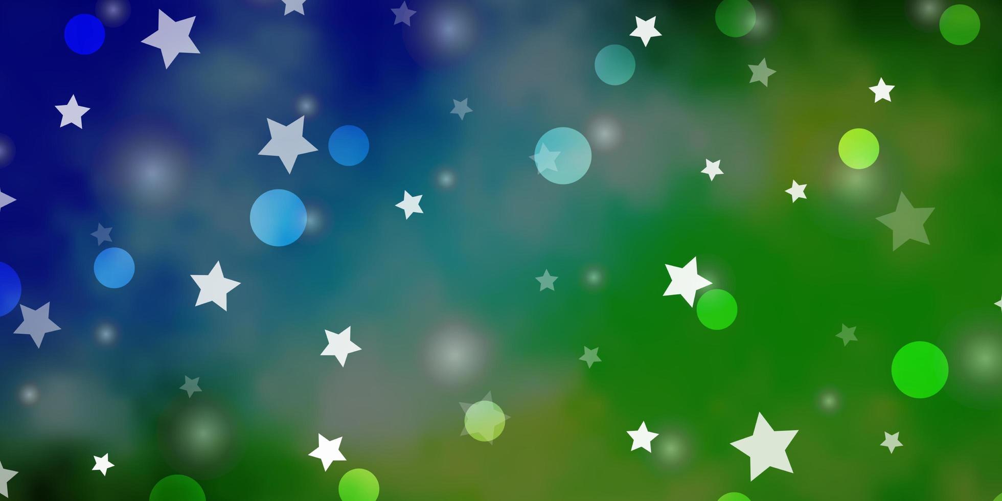 ljusblå, grön vektorstruktur med cirklar, stjärnor. färgglada skivor, stjärnor på enkel tonad bakgrund. mönster för trendigt tyg, tapeter. vektor