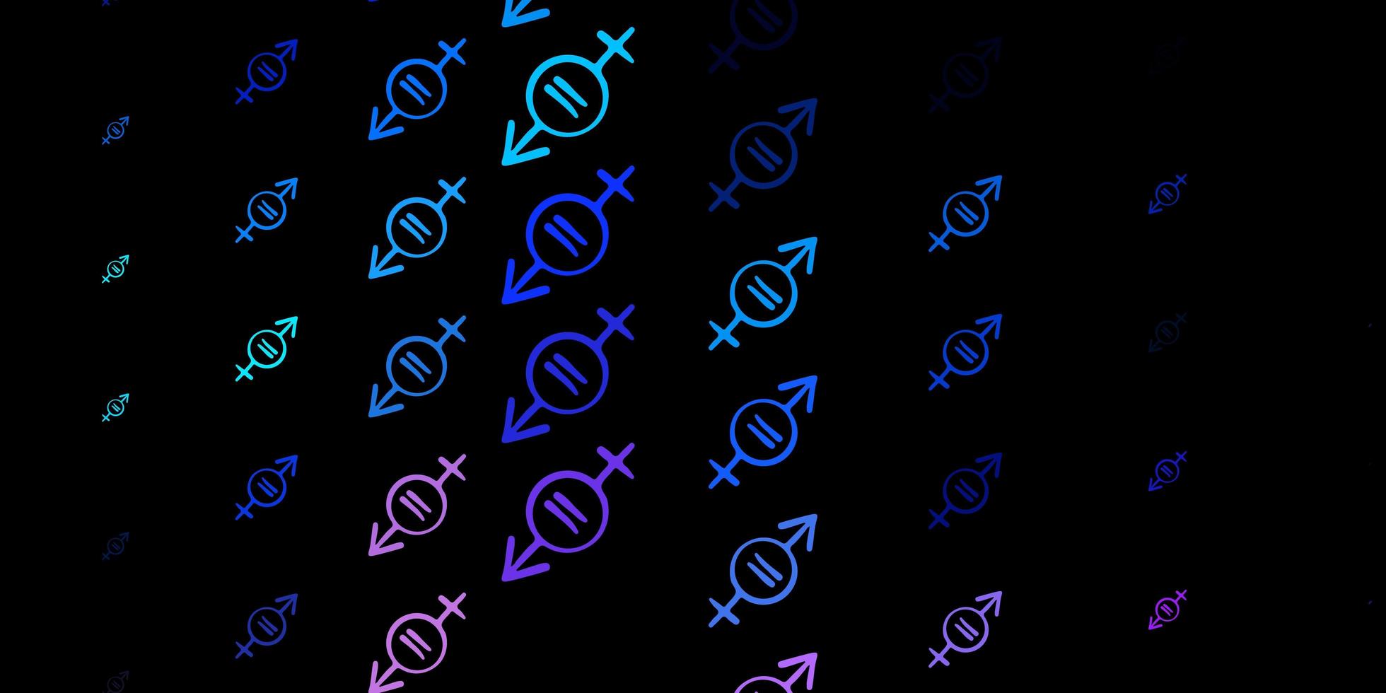 mörkrosa, blå vektormönster med feminismelement. vektor