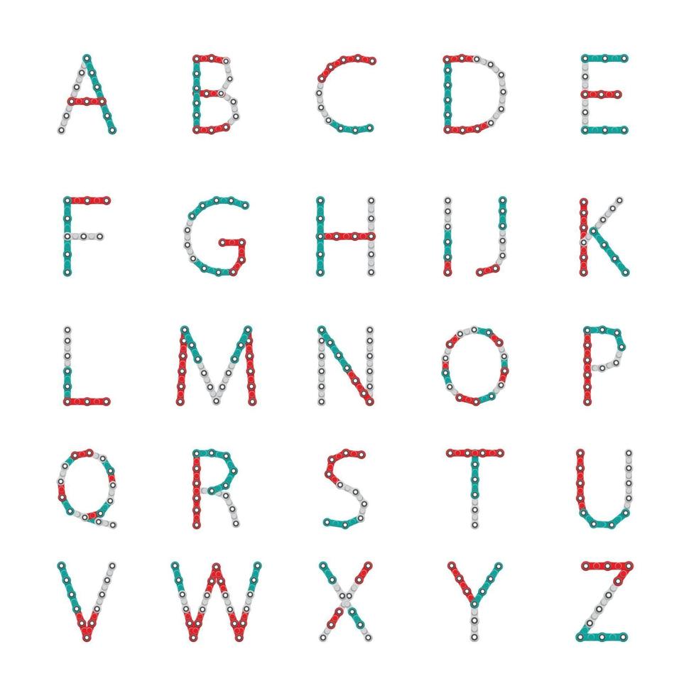 Alphabet aus dem neuen beliebten Anti-Stress-Spielzeugspinner. alle Buchstaben von a bis z. Vektor-Illustration. vektor