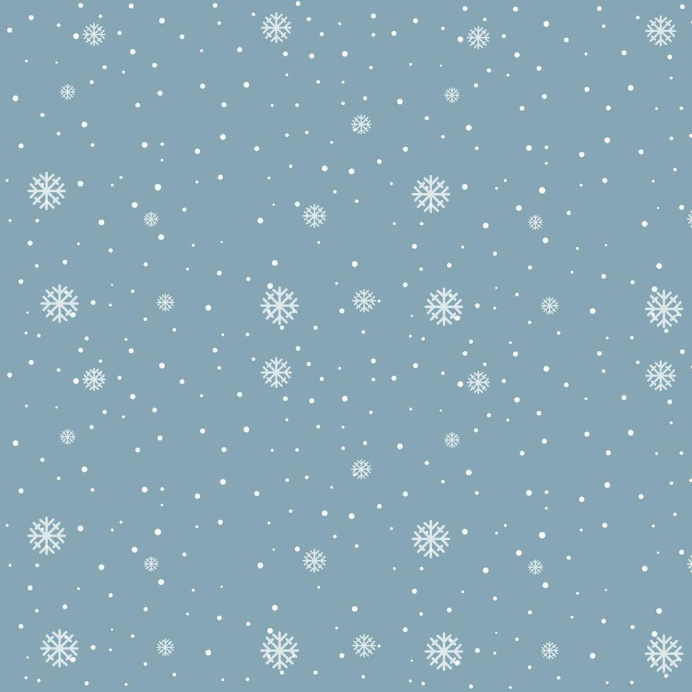 nahtlos Muster von leuchtend Schneeflocken auf ein Blau Hintergrund. Winter schneit Illustration, Urlaub Vektor Textur. fröhlich Weihnachten und glücklich Neu Jahr. wiederholen Design nützlich zum drucken, Abdeckung. Vektor