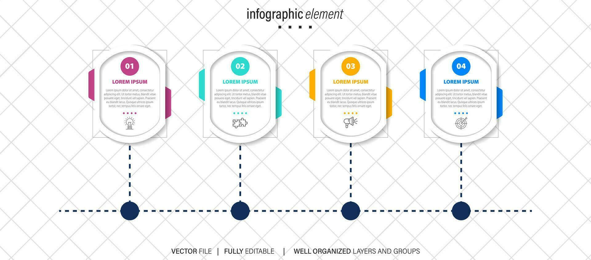 infographic design mall. tidslinje begrepp med 4 steg vektor