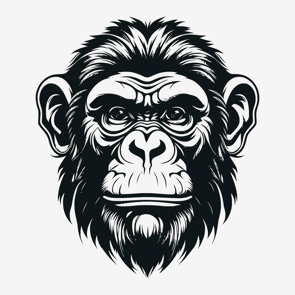 apa vektor logotyp enkel realistisk natur primat afrika gorilla marmoset schimpans konst teckning illustration vild djur-