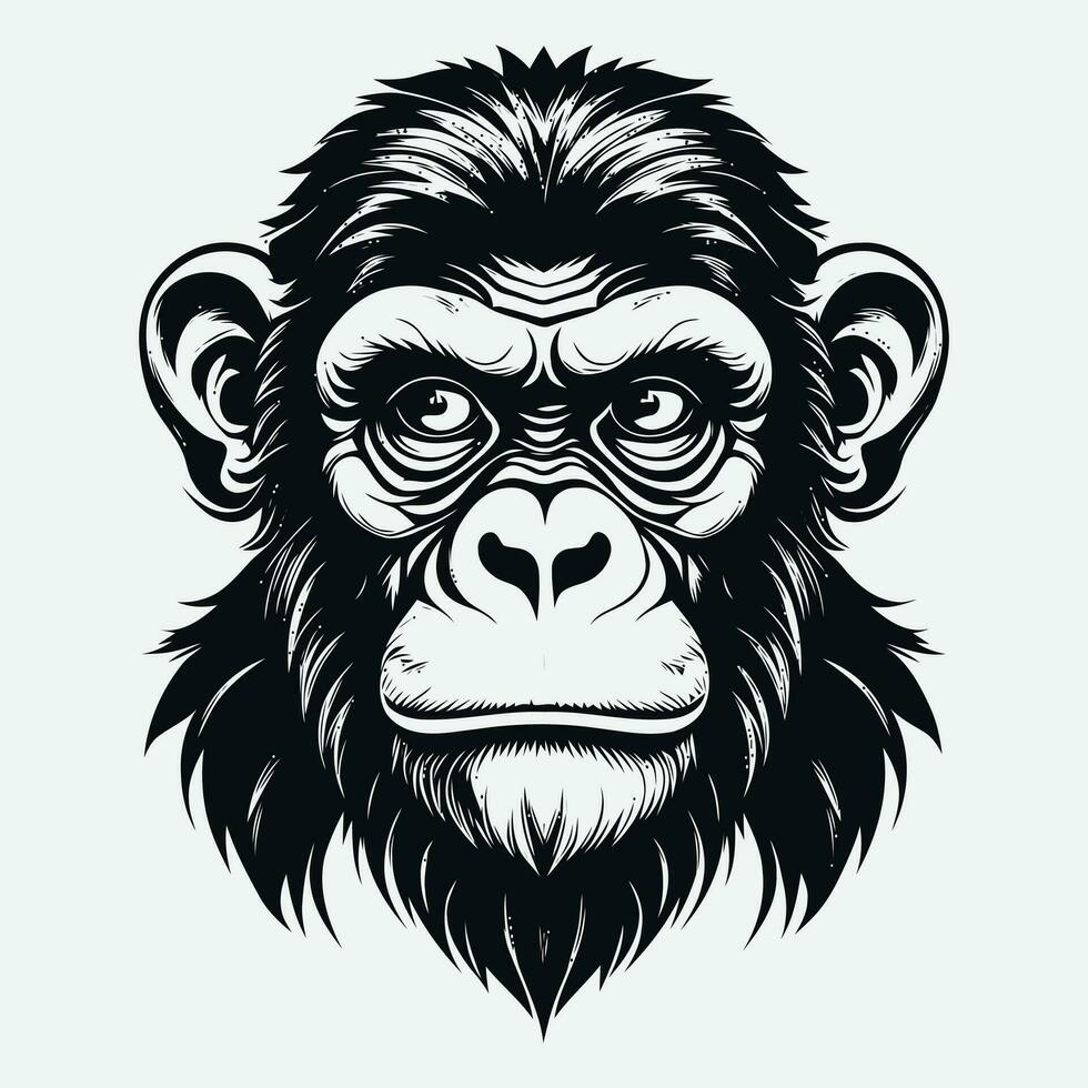 Affe Vektor Logo einfach realistisch Natur Primas Afrika Gorilla Krallenaffen Schimpanse Kunst Zeichnung Illustration wild Tier