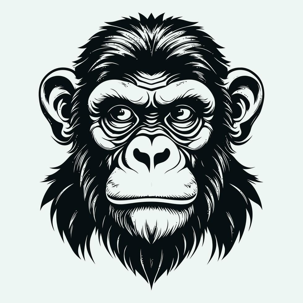 apa vektor logotyp enkel realistisk natur primat afrika gorilla marmoset schimpans konst teckning illustration vild djur-