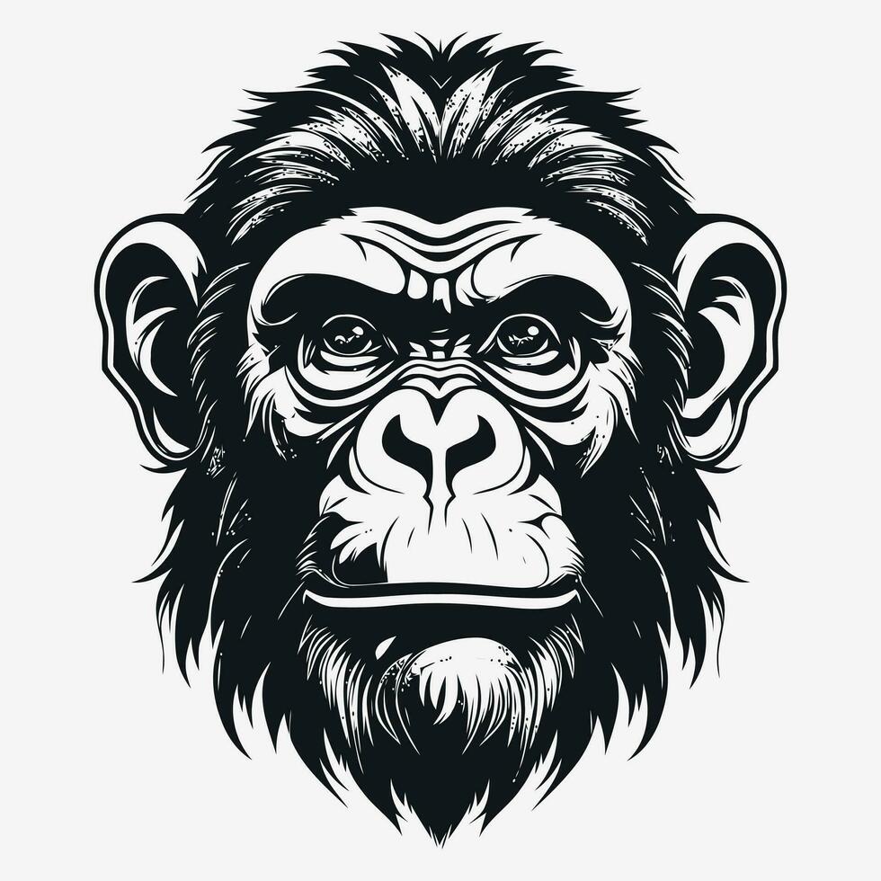 Affe Vektor Logo einfach realistisch Natur Primas Afrika Gorilla Krallenaffen Schimpanse Kunst Zeichnung Illustration wild Tier